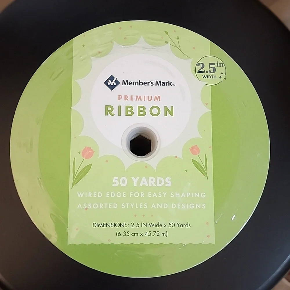 NEW 2 Rolls Spring Member's Mark Premium Wire-Edged Ribbon 2-1/2